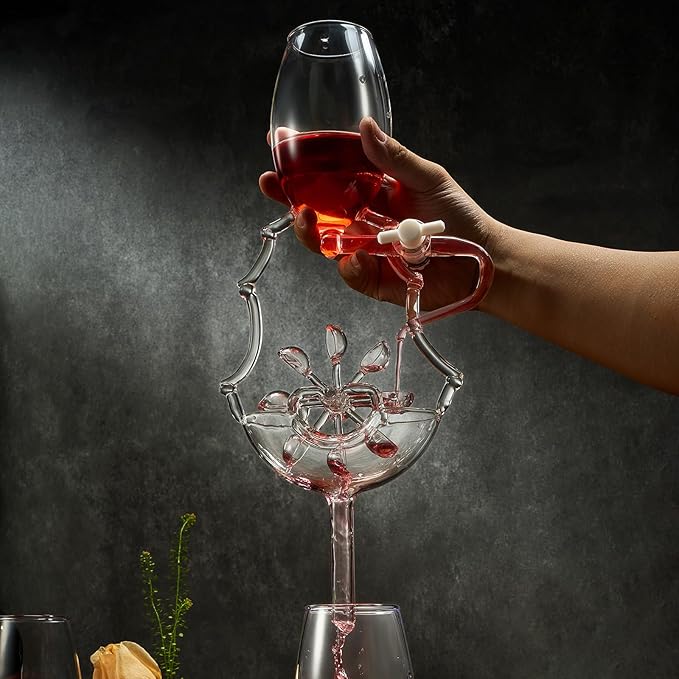 Italian Wheel Wine Aerator, Italian Design Wine Decanter, Moving Wheel Aerator Pourer, Red & White In Bottle Aerators, Makes Your Wines Taste Better, Whiskey & Spirits Gifts, Areadivino Aerator