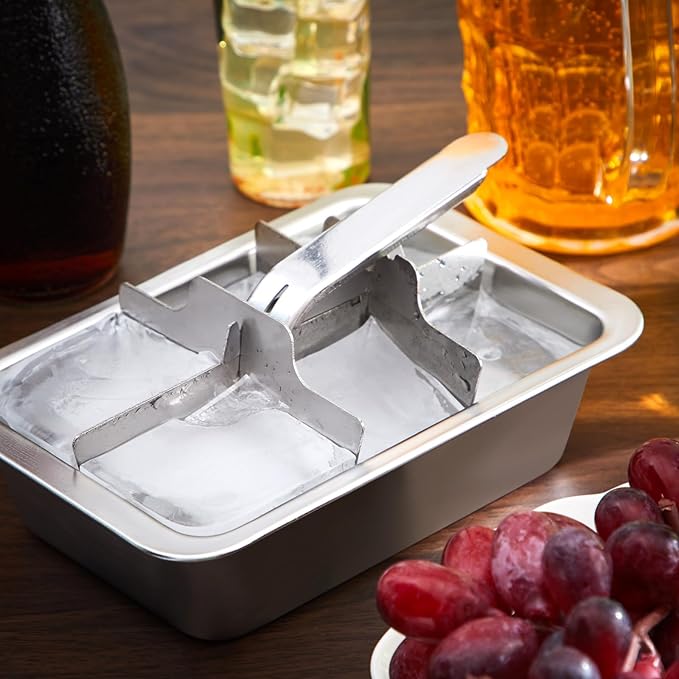 Yaocom 2 Pcs 6 Slot Stainless Steel Ice Cube Maker and Tray Ice Cube Tray for Bars Kitchens Levers Remove Cubes Easy Removal Metal Food Grade Freezer Molds for Food Juice Dishwasher Safe