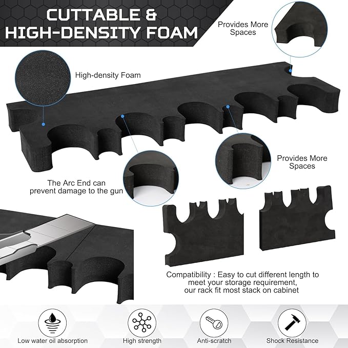 OCQOTAT Gun Rack for Gun Storage, Gun Safe Accessory for Rifles and Shotguns, Gun Holder in Gun Cabinet, Shotgun Rifle Rest, Foam Material with Magnetic Strip and Hook Strip , Gifts for Hunters