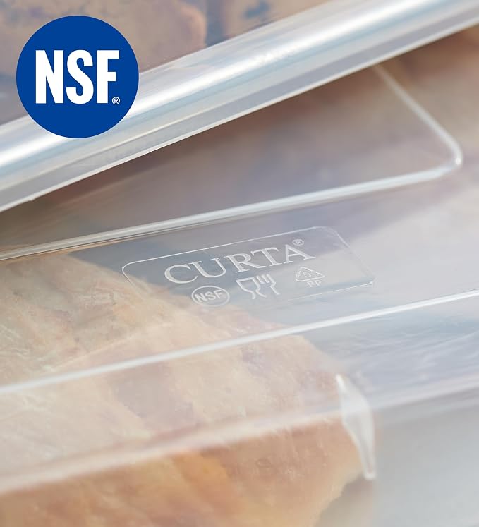 6-Pack 1/4 Size Sheet Pan with Cover Set (12 Piece Bundle), Dishwasher Safe Baking Pans & NSF Certified Polypropylene Lids, Compact Quarter Bun Pan for Meal Prep, Baking & Storage - Silver/Translucent
