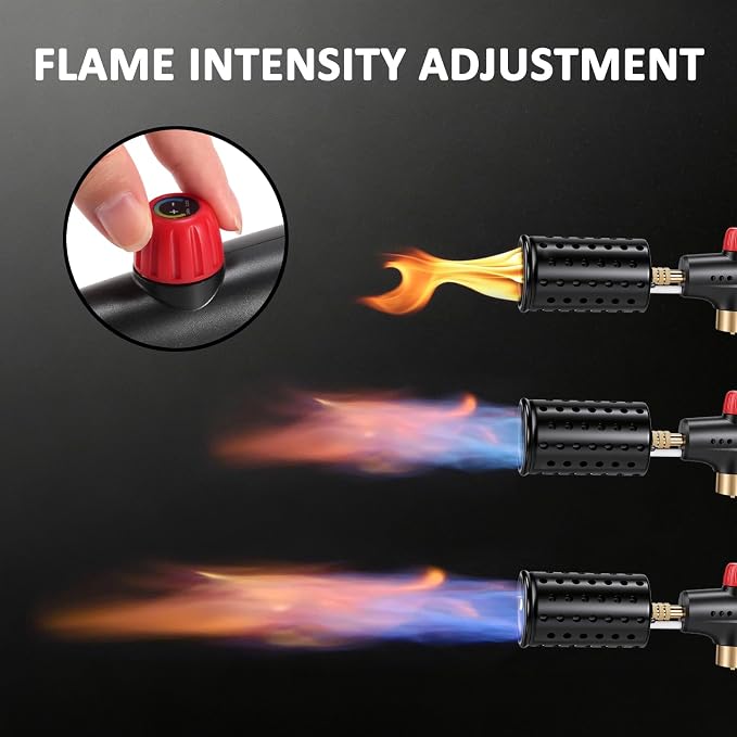ARTFLAMM Propane Torch with Safety Lock, Powerful Cooking Blow Torch Gun for Grill, BBQ, Sous Vide & Charcoal– Adjustable Flame Cooling Vents Design (Tank Not Included)