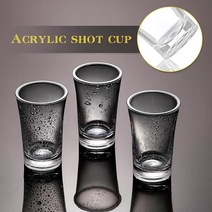 100 Pcs 1.5 oz Clear Acrylic Shot Glasses with Thick Base for Party Favors Drinking Games Weddings Bars and Events