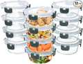 GULFLIN 12 Pack Small Glass Food Storage Containers with Lids Airtight, 13oz Leak-Proof Meal Prep Containers Set, Freezer to Microwave Safe, Dishwasher Safe