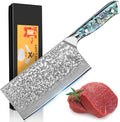 KEENZO Chinese kitchen Knife 7.5 inch,Razor Sharp Professional Chef knife, Japanese Hand Forged 67 Layers Damascus Steel Cooking Knife, Ergonomic Abalone Shell Handle Cooking Knife with gift box
