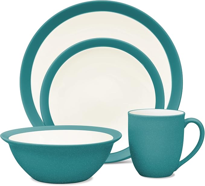 Noritake Colorwave Turquoise 4-Piece Curve Place Setting, Service for 1