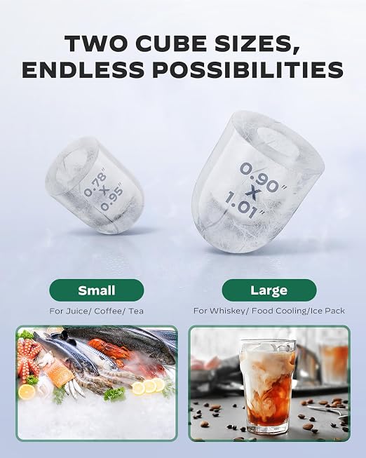Silonn Ice Maker Coutertop - Portable Ice Cube Machine - 20lbs of Bullet Ice per Day, Makes Ice in 6 Minutes, Stainless Steel with Visible Water Level Window, Ideal for Kitchen, Office, and Camping