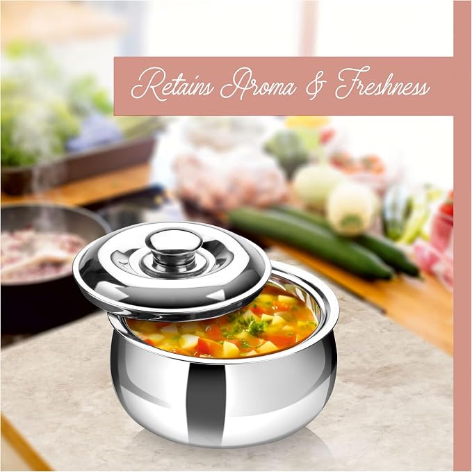SIGNORA WARE Large Insulated Casserole Dish with Lid 3000ml. Stainless steel Hot Pot Food Warmer/Cooler -Thermal Soup/Salad Serving Bowl Stainless Steel Hot Food ContainerâBest Gift Set for Moms
