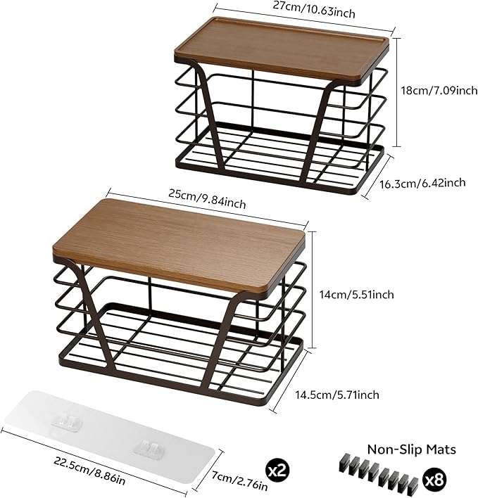TIDIIABODE 2 Pack Stackable Kitchen Organization,Counter Organizers and Pantry Organization for Home and Kitchen,Trash Bag Organizer Under Sink,Brown