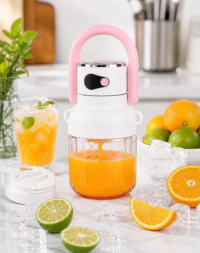 Portable Blender for Daily Smoothies - 33oz Large Capacity Personal Portable Blender, 38 Stainless Steel Blades for Ice & Frozen Fruit, USB-C Rechargeable with Smart LED Battery Monitor (Pink)