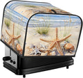Toaster Cover 4 Slice Watercolor Starfish Seashell Beach Waterproof Appliance Cover with Hang Loop Bread Baker Toaster Cover for Kitchen