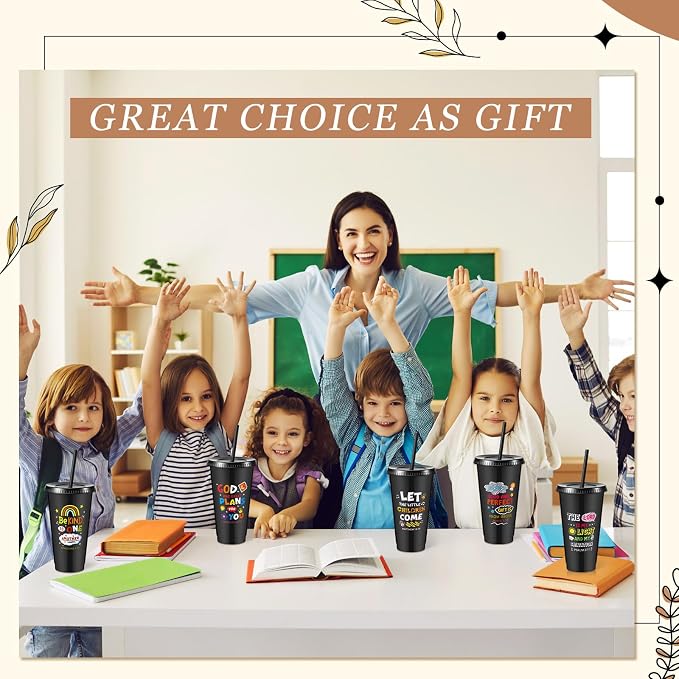 Uiifan 30 Pcs VBS Christian Cups Bulk for Kids, Religious Plastic Tumblers with Bible Verses, Sunday School and Church Gifts, Reusable Cups with Lids and Straws (Black)