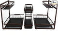 Sevenblue 3 Pack Under Sink Organizer, 2 Tier Pull-Out Height Adjustable Metal Under Kitchen Sink Organizer, Multi-Purpose Storage Shelves for Kitchen Bathroom Cabinet,Brown