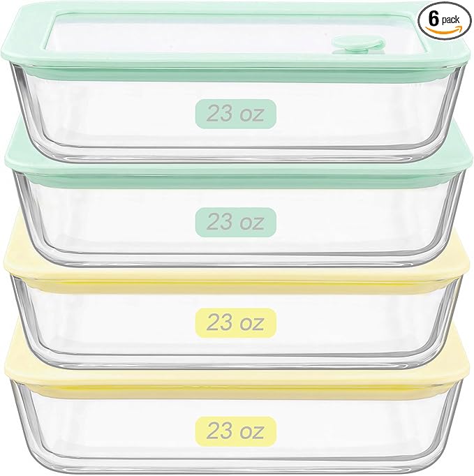 Urban Green Glass Food Container Set with Glass Lid, 4 Pack, Food Storage Containers with Airtight Lid, LeakProof, 100% Plastic Free, Meal Prep Container Set