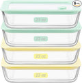 Urban Green Glass Food Container Set with Glass Lid, 4 Pack, Food Storage Containers with Airtight Lid, LeakProof, 100% Plastic Free, Meal Prep Container Set