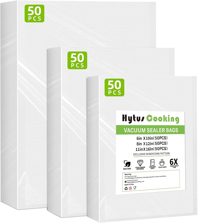 Vacuum Sealer Bags for Food Storage,Anti-Puncture 150Pack Gallon 11"x 16",8"x 12" & 6"x 10" Precut Food Vacuum Seal Saver Bags for Sous Vide,Meal Prep,Microwave,Commercial Heavy Duty Embossed,BPA-Free
