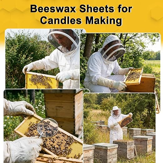 Beeswax Sheets, Bee Hive Foundation Sheets, Beehive Wax Foundation Sheets, Beeswax Honeycomb Sheets for Beekeeping Candle Making (60pcs)