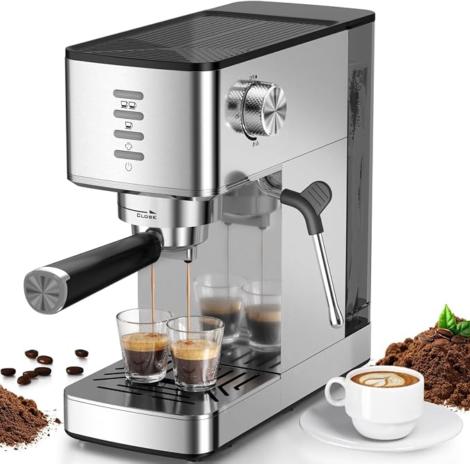 Electactic 20 Bar Coffee Espresso Maker with Fast Cold Brew Function, Built-In Steam Wand, Smart Touch Panel, 37oz Tank for Cappuccino, Latte & Espresso