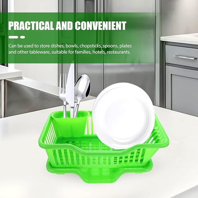 IMIKEYA Green Dish Rack Dish Drainers Kitchen Sink Drying Rack Plastic Household