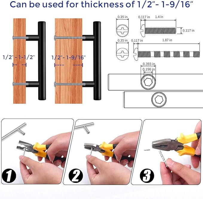 Ravinte 3 Pack 5'' Cabinet Pulls Matte Black Stainless Steel Kitchen Drawer Pulls Cabinet Handles 5”Length, 3” Hole Center