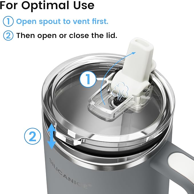 For Travel & Gym – Never Drink from a Moldy Lid Again: 30oz Hygienic Tumbler, 100% Leakproof Lid & Removable Foldable Spout. Reinforced Base, Fits Cup Holders- Gray