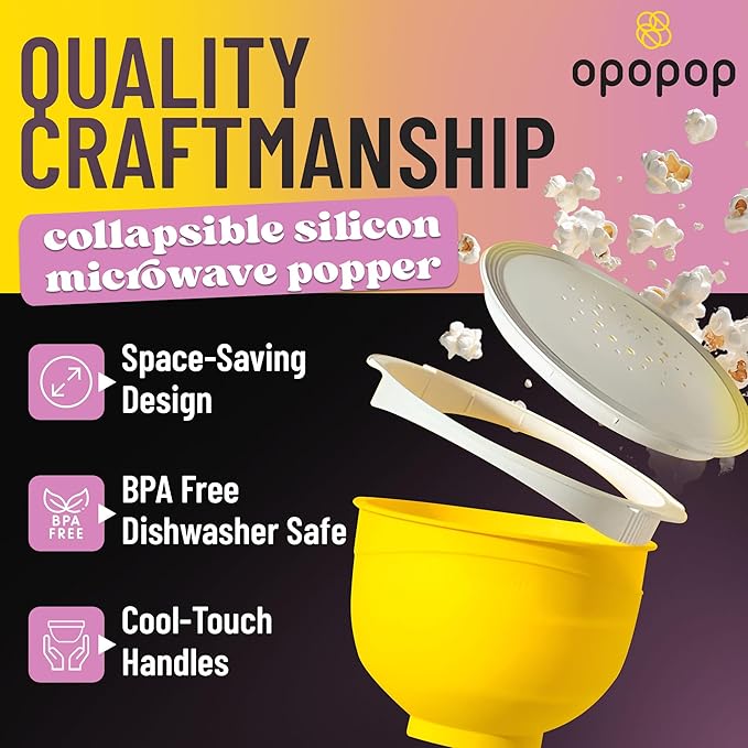 Opopop Silicone Popcorn Popper - Microwave Popcorn Maker Collapsible Bowl, BPA-Free and Dishwasher Safe
