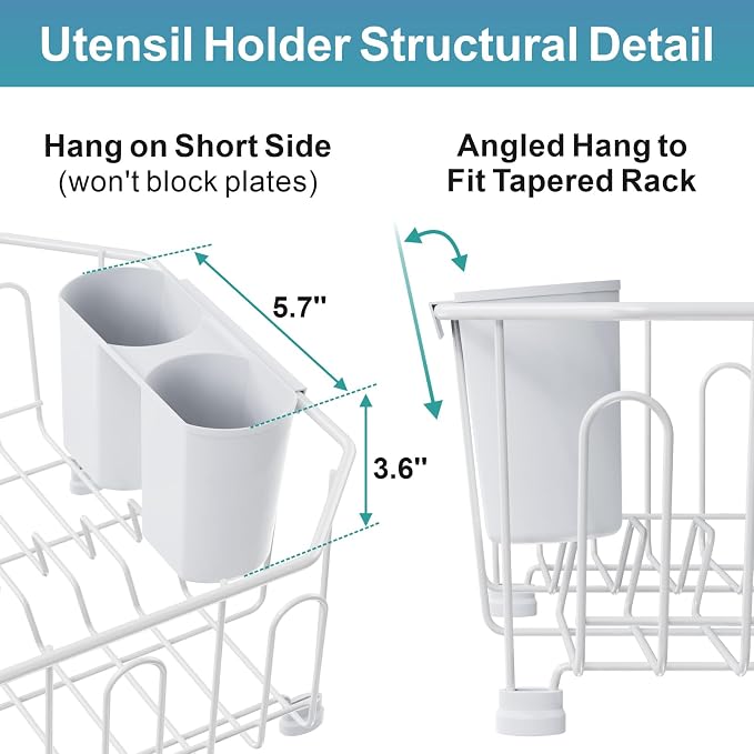 GSlife Small in Sink Dish Drying Rack - Compact Dish Drainer for RV Kitchen Apartment Sink, Rust Resistant Inside Sink Rack, 1–2 Person Households, 11.6" W x 13.4" L, White