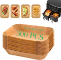 300 PCS Air Fryer Liners Disposable, 8.1 * 5.1 inch Air Fryer Paper Fit 2-Basket 8-10QT, Food Grade Baking Paper made for Ninja DZ201,DZ401,DZ550,SL401