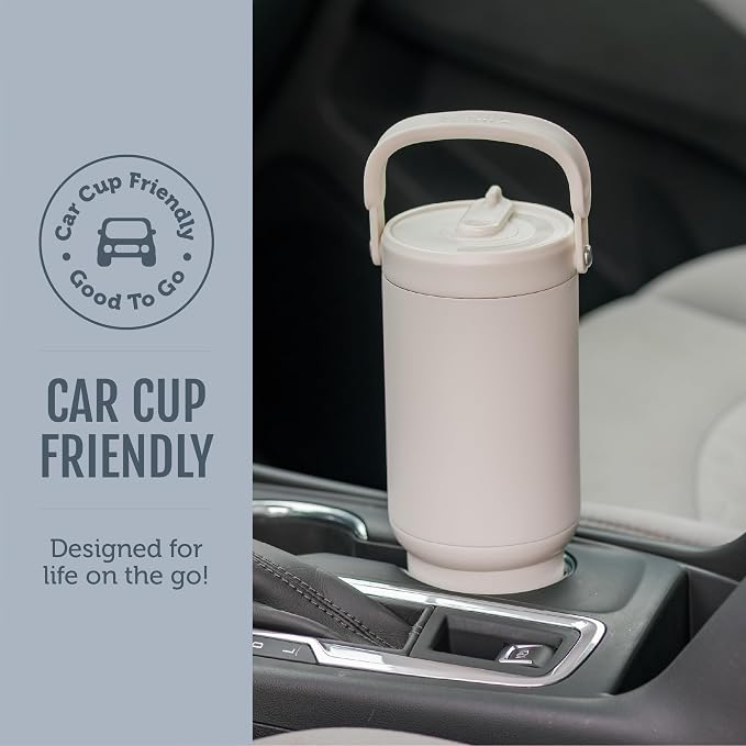 Ello Oasis Go+ 26oz Tumbler with Top Handle and Retracting Straw | Reusable Insulated Stainless Steel Cup, 100% Leakproof Water Bottle, 24 Hours Cold, Cup Holder Friendly For Travel | Horizon