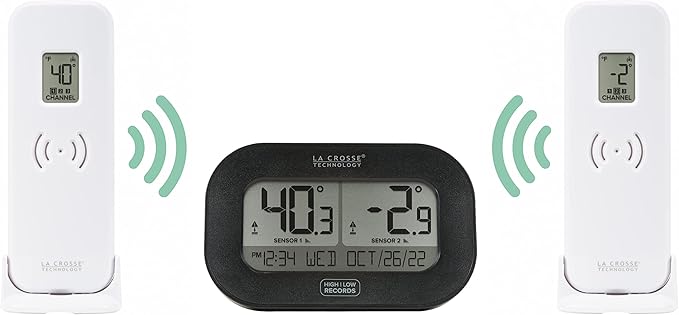 La Crosse Technology 308-04747-INT Wireless Refrigerator/Freezer Kitchen Thermometers with Magnetic Back