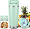 Portable Blender for Smoothies&Shakes 24oz Insulated Cup Cordless, Personal Small Licuadora Portatil With Stainless Steel Bottle, USB-C Rechargeable Travel Blender, BPA Free (Green)