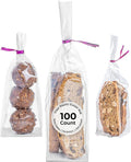 Restaurantware Plastic Treat Bags 100 Count 2 x 2 x 8.25 Inches Heat-Sealable Goodie Packaging Flat Bottom Design Clear