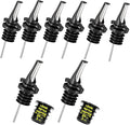 Poura 8 Liquor Pour Spouts (Black) with Built-in Caps for Optimal Fly & Dust Protection - Dishwasher Safe, Hygienic Spouts - with Adapters for Large Neck Bottles