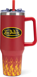 Von Dutch Red City of Angels 40oz Double Walled Insulated Food Grade Stainless Steel Tumbler, BPA Free - 24 Hours Cold / 10 Hours Hot