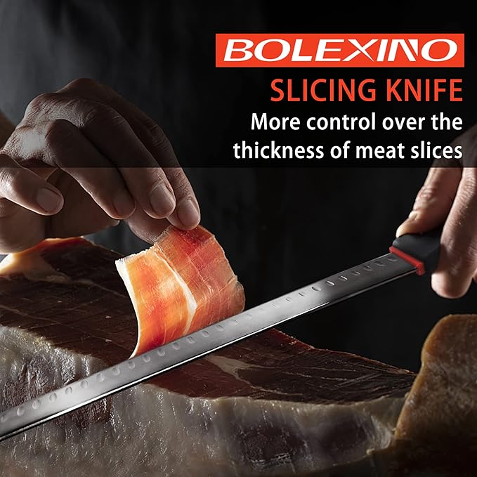 12 Inch Carving Slicing Knife, Sharp Premium Ham Slicer knife, Great for Slicing Roasts, Meats, Fruits and Vegetables (12" carving knife)
