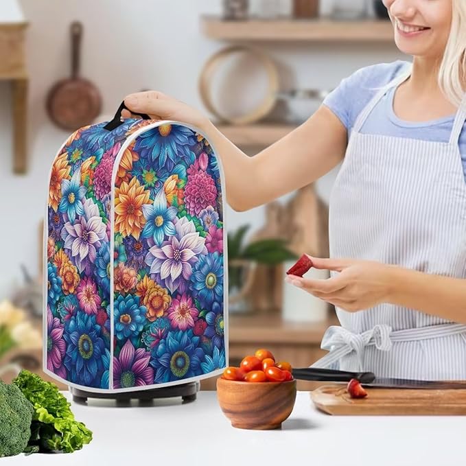 Bright Blossoms Kitchen Blender Cover Toaster Cover Boho Mandala Floral 4 Slice Washable Kitchen Accessories Small Appliance Protector Covers