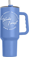 Logo Brands NCAA Wake Forest Demon Deacons Retro Script Arctic 40 oz Tumbler with Handle - Stylish Everyday Use Powder Coated-Stainless Steel with Straw- Keeps Cold For Hours