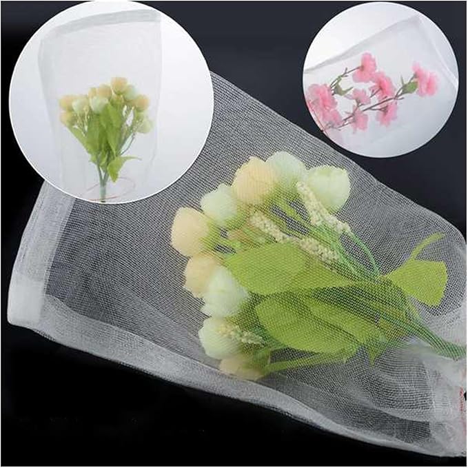 100pcs Fruit and Vegetable Grape Mesh Bag Multi-Function Bag Reusable Fruit Protection Bags(25 x 15 cm)