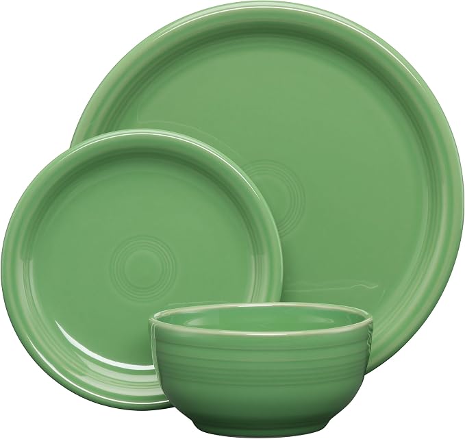 Fiesta® Bistro Coupe 3-Piece Dinnerware Set – Durable Ceramic, Lead-Safe, Dishwasher/Microwave/Oven Safe – Made in USA Dinnerware - Meadow