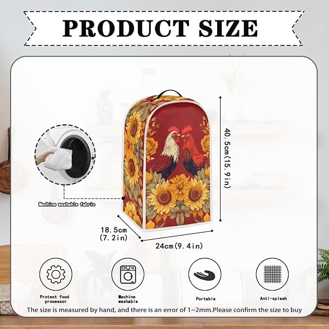 Rooster Blender Dust Cover Bread Maker Toaster Cover Sunflower Kitchen Accessories Small Appliance Cover Dustproof Size S