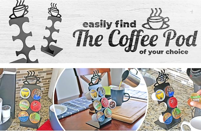 Coffee Pod Holder for Countertop – 6 Slot K-Cup Holder for Small Spaces, Compact Storage, Metal Stand for K-Cups, Pods, & Coffee Accessories