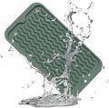 ZLR Silicone Sponge Holder & Sink Caddy Tray (6" x 12") - Narrow Dish Drying Mat for Kitchen Counter - Waterproof Soap Dispenser Organizer, Non-Slip Bathroom Vanity Tray (Dark Green)