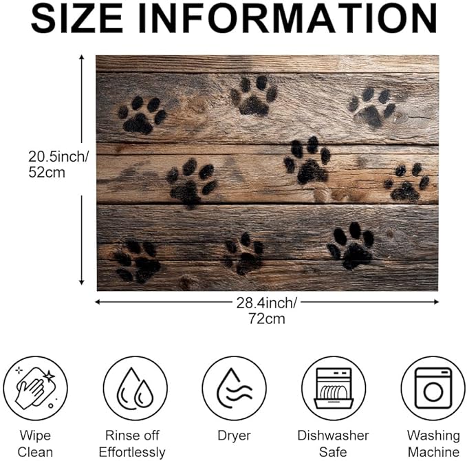 Stove Top Cover for Electric Stove 28.35 x 20.47 Inch Non Slip Stove Mat Rustic Paw Print Glass Cooktop Protector Kitchen Counter Mat