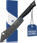 FINTISO Damascus Butcher Knife 8 Inch, Meat Cleaver Knife with 67-Layer Japanese Damascus Steel, Full Tang Ergonomic G10 Handle for Kitchen - Zeus Series