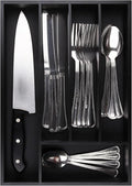 Pristine Bamboo Silverware Organizer - Kitchen Drawer Organizer and Utensil Organizer - Cutlery Tray – Flatware, Utensil and Silverware Holder - Silverware Tray for Drawer (5-Slots, Black)