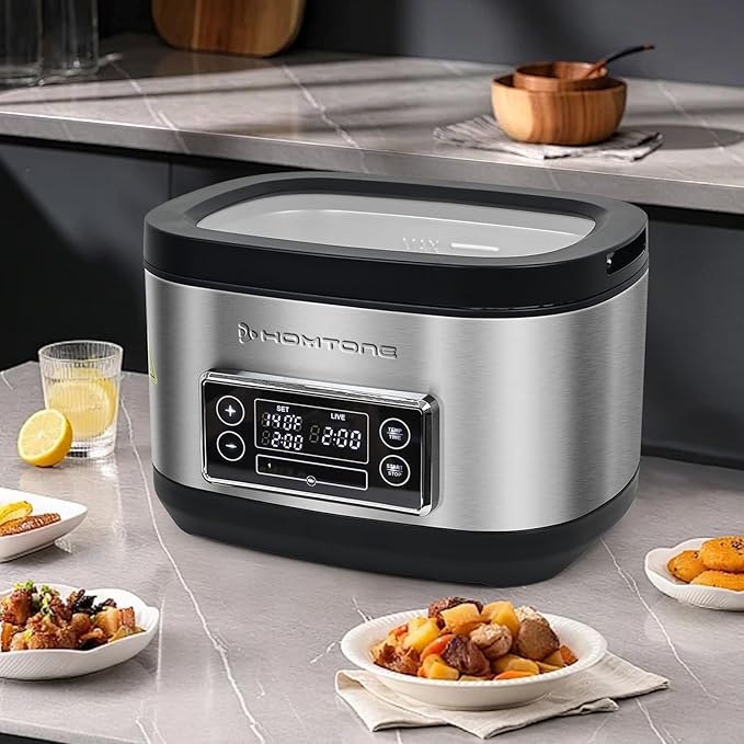 Homtone Sous Vide Cooker, 8 Quart All-in-One Design with Precise Temperature Control, 3D Water Circulation, Easy Setup 1000W for Steak Chicken Meal Prep