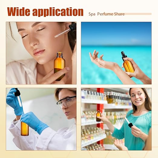 Jinei 240 Pcs 1 Oz/30 ml Dropper Bottles for Essential Oils, Amber Glass Bottles Tincture Bottles with Dropper Small Leak Proof Lab Dropping Bottles for Liquids, Perfumes, Travel Size