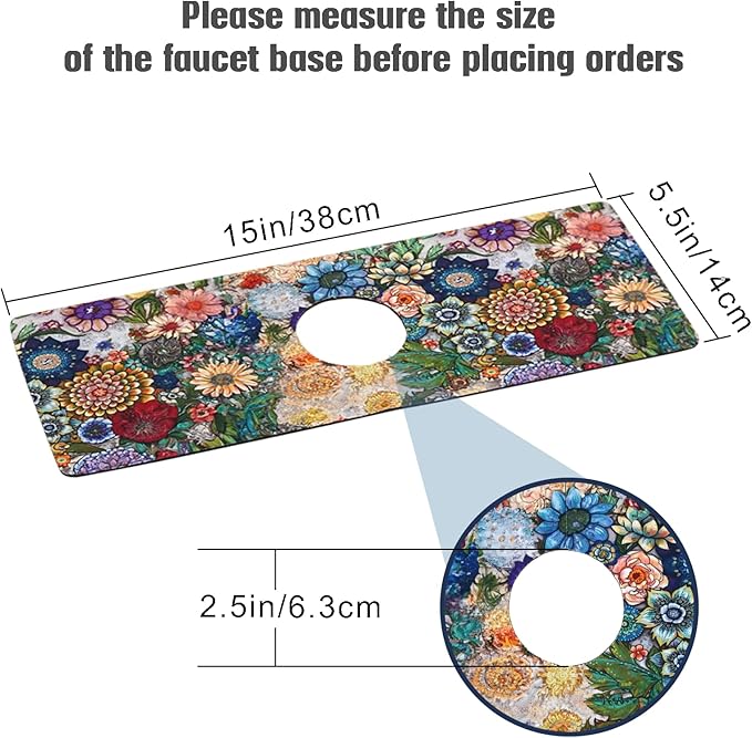 Sinkmat Absorbing Mat, 2 Pack Drying Mat Around Sink Splash Guard Behind Faucet Sinkmat For Kitchen Bathroom Island Rv 15 * 5.5 Inch (38 * 14 cm)