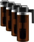 Takeya Deluxe Cold Brew Coffee Maker-BPA-Free Tritan Pitcher with Airtight Leakproof Lid,Silicone Grip Handle,Fine-Mesh Filter-Shatter-Proof,Dishwasher Safe,Made in USA-2 Quart/Black,(Pack of 4)