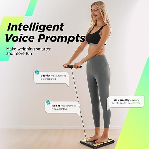 RunStar Scale for Body Weight and Fat, BMI Muscle Mass to 28 Body Composition, FSA&HSA Eligible Digital Bathroom Scales 8-Electrode with Voice Prompt High Accurate Bluetooth Weight Scale, Gold