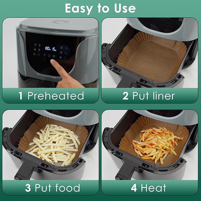 Vailnd Air Fryer Paper Liners, 450pcs Air Fryer Liners Disposable, 8" Square Baking Liner Parchment Paper for 5-8 qt Airfryer Basket